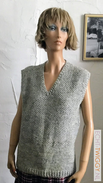 Vintage Handmade Spencer Grijs Knitted Truien